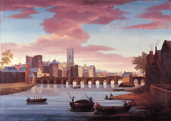 Anonymous Old Thomond Bridge oil on canvas 62.5x 89 (1948)